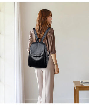 Genuine Women Leather Backpack Fashion Female Shoulder Bag Sac a Dos Ladies Bagpack Mochilas School Bags For Teenage Girls 2024 MU Group