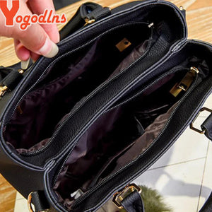 Yogodlns women beading pendant handbag ladies embossed shoulder bag ladies Messenger bag hairball bags high quality bag MU Group