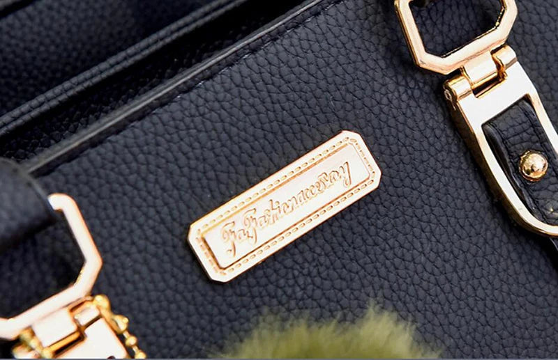 Yogodlns women beading pendant handbag ladies embossed shoulder bag ladies Messenger bag hairball bags high quality bag MU Group