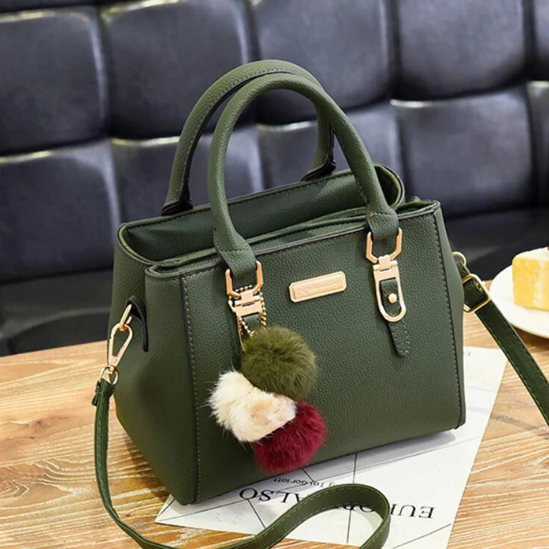 Yogodlns women beading pendant handbag ladies embossed shoulder bag ladies Messenger bag hairball bags high quality bag MU Group