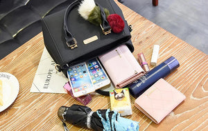 Yogodlns women beading pendant handbag ladies embossed shoulder bag ladies Messenger bag hairball bags high quality bag MU Group
