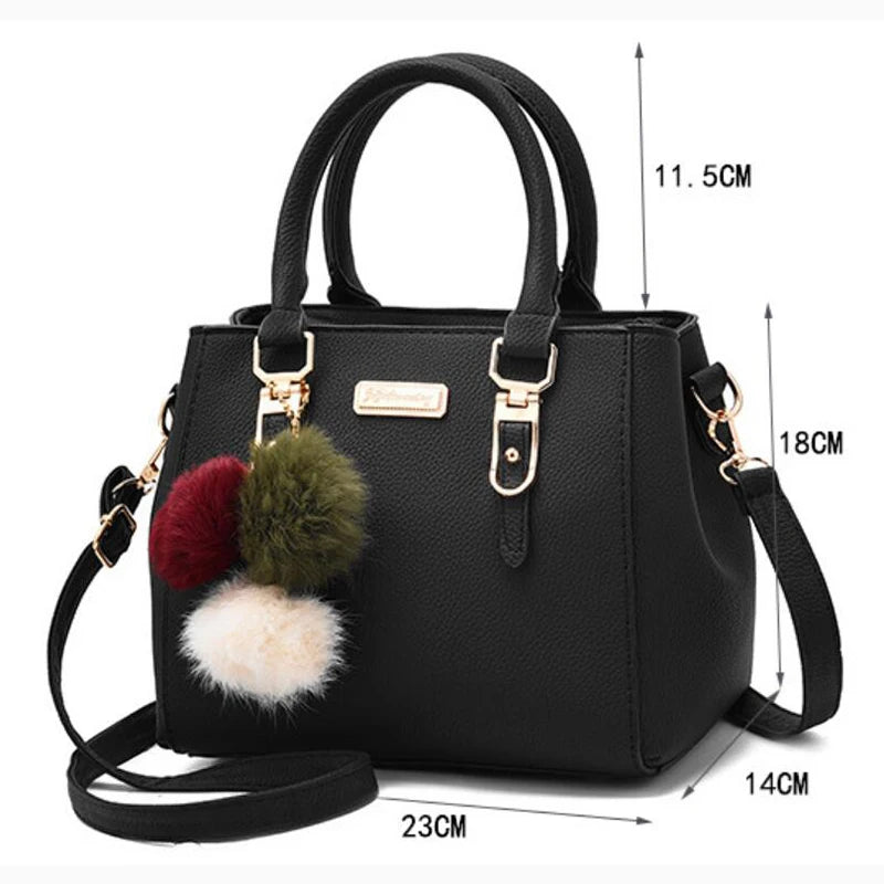 Yogodlns women beading pendant handbag ladies embossed shoulder bag ladies Messenger bag hairball bags high quality bag MU Group
