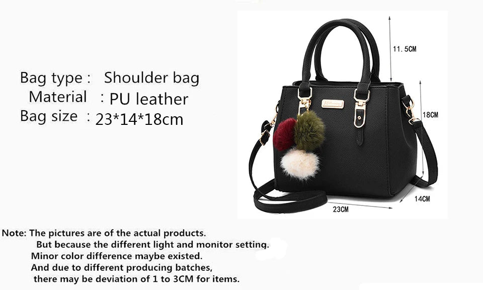 Yogodlns women beading pendant handbag ladies embossed shoulder bag ladies Messenger bag hairball bags high quality bag MU Group