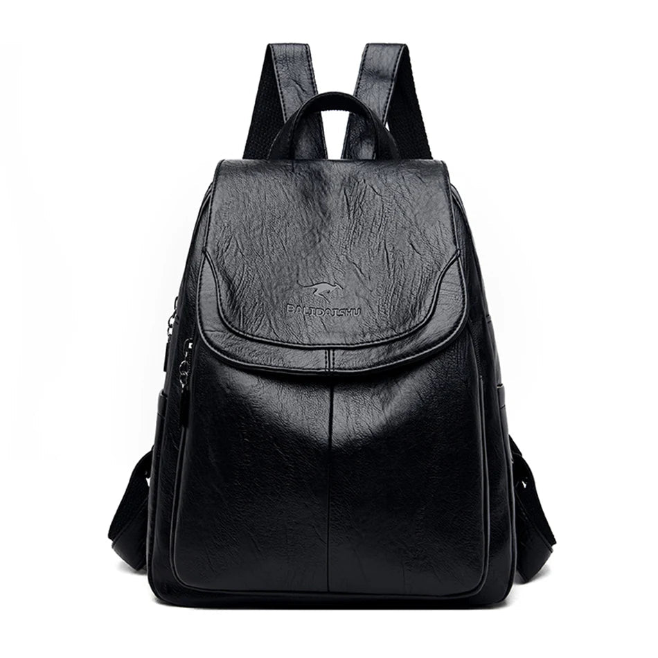 Genuine Women Leather Backpack Fashion Female Shoulder Bag Sac a Dos Ladies Bagpack Mochilas School Bags For Teenage Girls 2024 MU Group