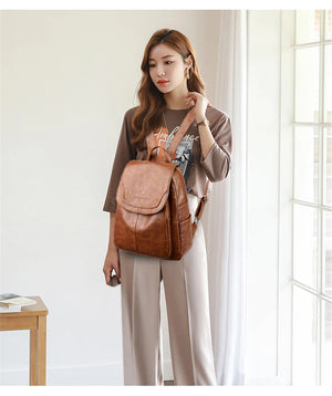 Genuine Women Leather Backpack Fashion Female Shoulder Bag Sac a Dos Ladies Bagpack Mochilas School Bags For Teenage Girls 2024 MU Group