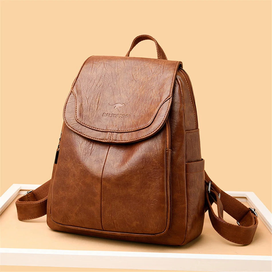 Genuine Women Leather Backpack Fashion Female Shoulder Bag Sac a Dos Ladies Bagpack Mochilas School Bags For Teenage Girls 2024 MU Group