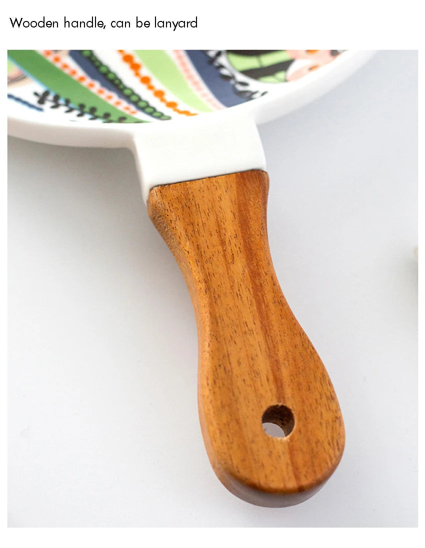 Ceramic Salad Plates with Handle,Porcelain Dinner Plates,Colorful Floral Pattern Serving Plate for Desserts Sandwiches Dishes 접시 MU Group