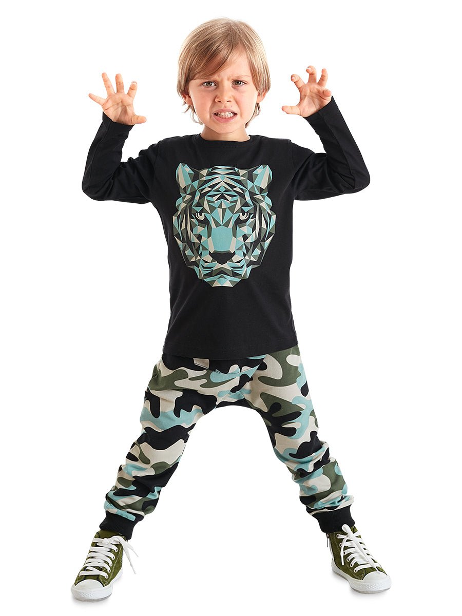kamuflaj kaplan erkek çocuk t-shirt pantolon takim - Justyol