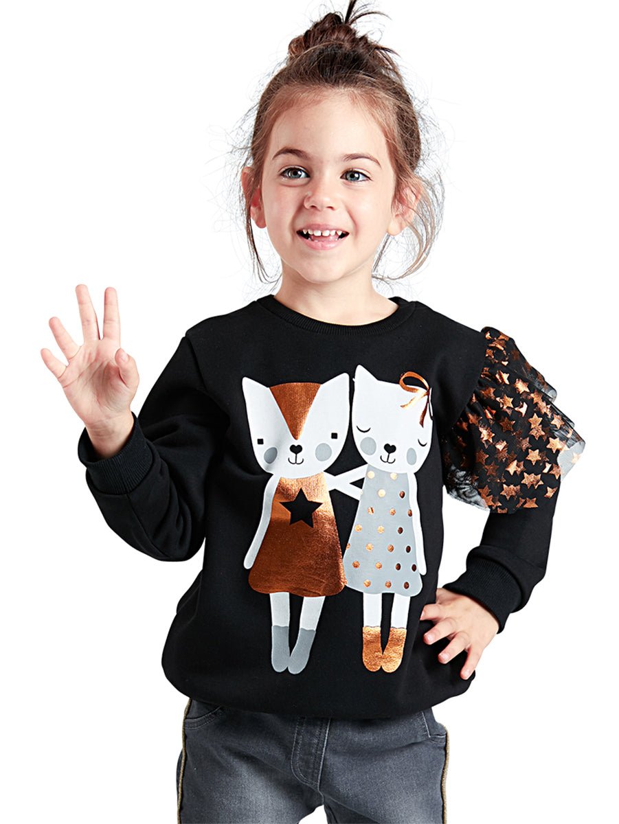 siki dostlar tüllü kiz çocuk sweatshirt - Justyol