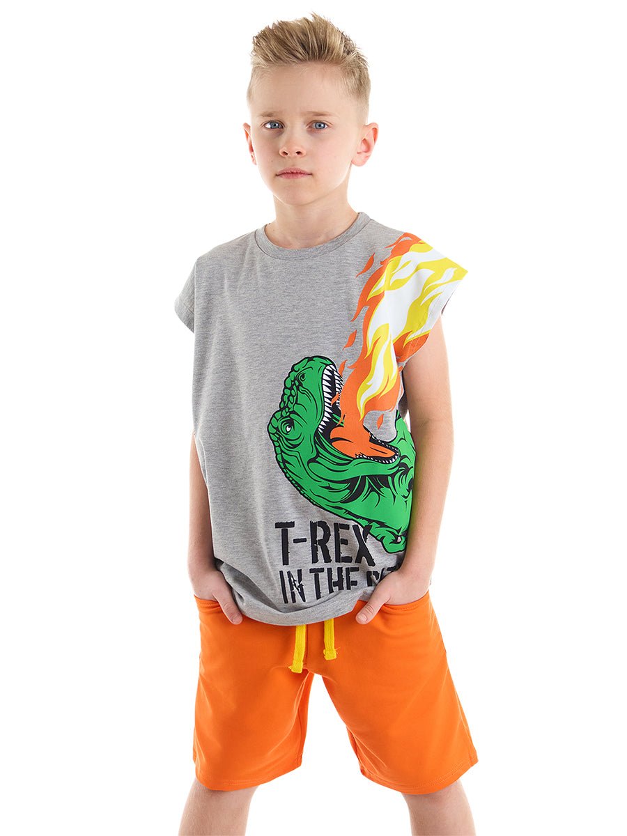 t - rex alev erkek çocuk t-shirt şort takim - Justyol