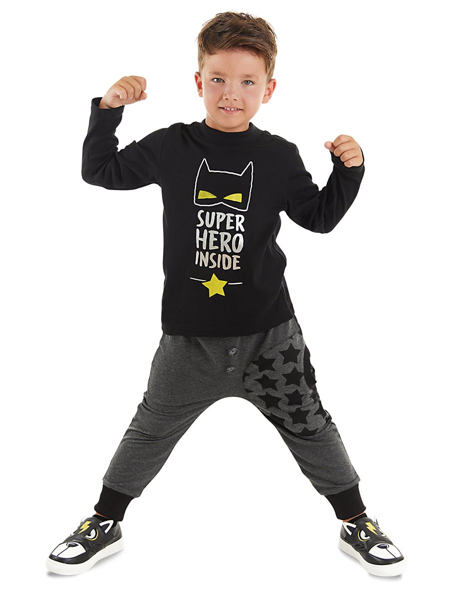 süper kahraman erkek çocuk t-shirt pantolon takim - Justyol