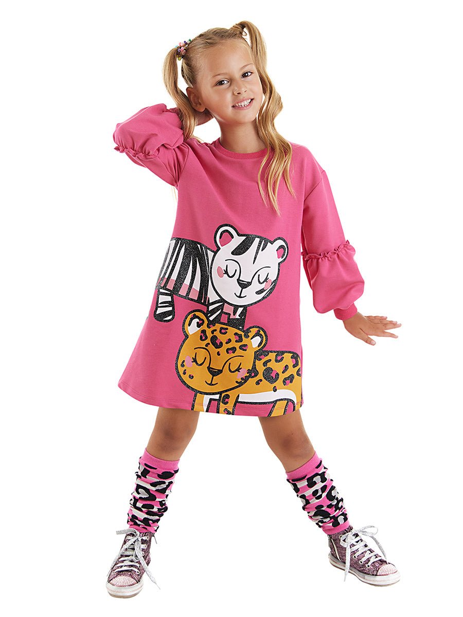 leopar zebra kiz çocukelbise - Justyol