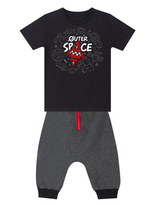 uzay roketi erkek çocuk t-shirt kapri şort takim - Justyol