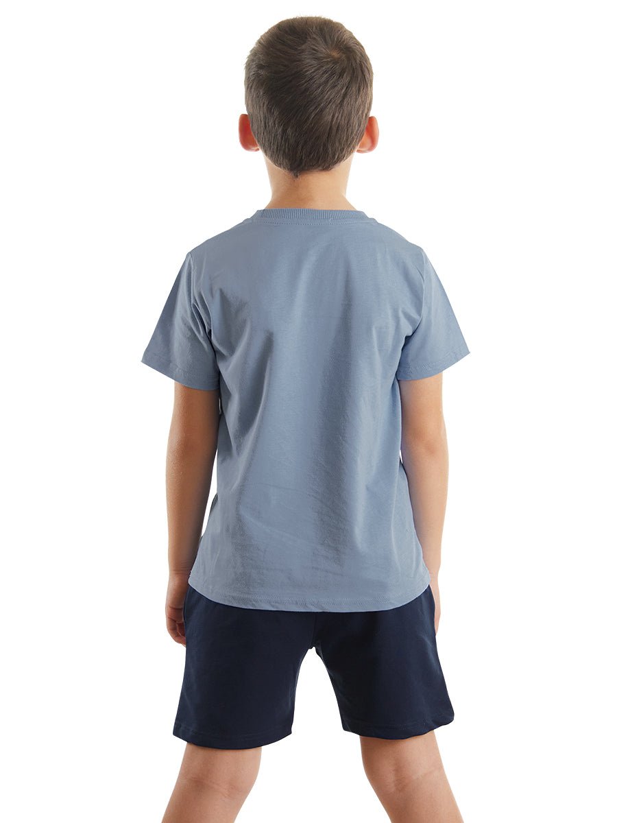 kepçe işte erkek çocuk t-shirt şort takim - Justyol