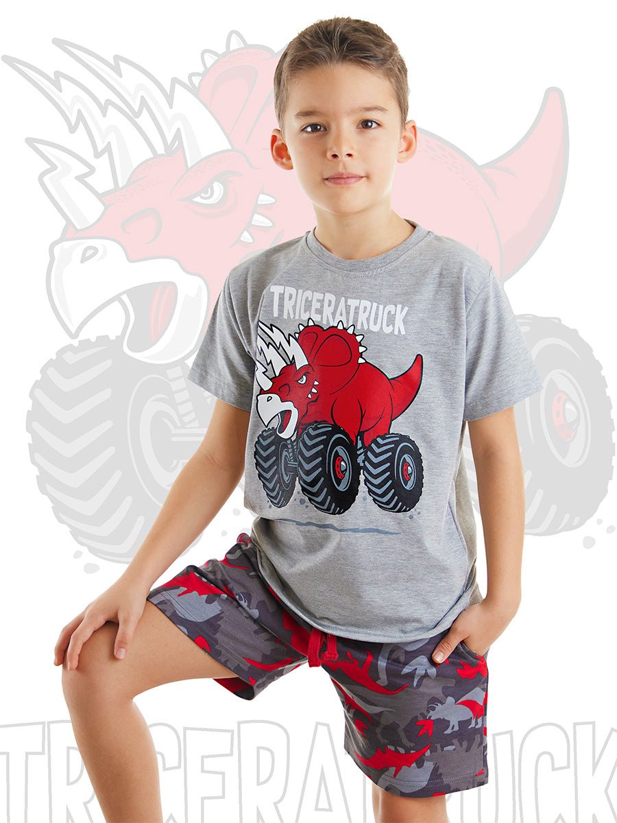 triceratruck erkek çocuk t-shirt şort takim - Justyol