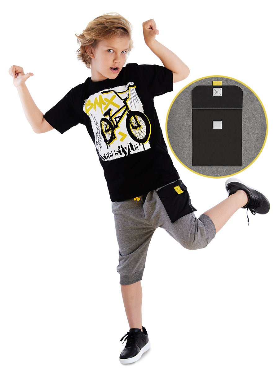 bisiklet erkek çocuk t-shirt kapri şort takim - Justyol