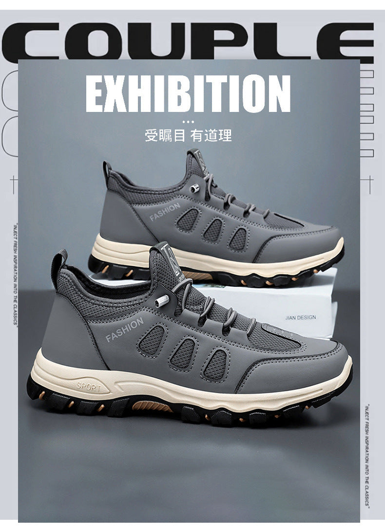 Men Soft Hiking Shoes Summer Breathable Mesh Sneakers Light Black Hike Footwear Walking Shoes Outdoor Shoes Climbing Shoe Male MU Group