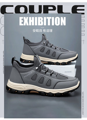 Men Soft Hiking Shoes Summer Breathable Mesh Sneakers Light Black Hike Footwear Walking Shoes Outdoor Shoes Climbing Shoe Male MU Group