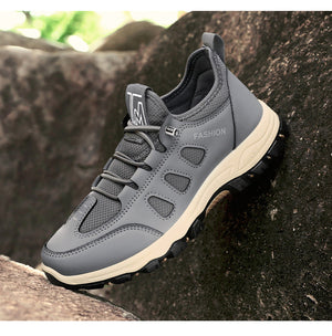 Men Soft Hiking Shoes Summer Breathable Mesh Sneakers Light Black Hike Footwear Walking Shoes Outdoor Shoes Climbing Shoe Male MU Group