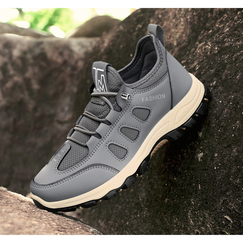 Men Soft Hiking Shoes Summer Breathable Mesh Sneakers Light Black Hike Footwear Walking Shoes Outdoor Shoes Climbing Shoe Male MU Group