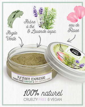 PURIFIANT EXPRESS Masque Visage Peau Mixte à Grasse Boutons + Acné   | UrbanK URBANK