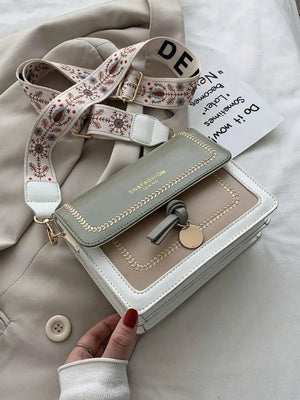 Fashionable Bag for Women, Versatile New Crossbody Bag, Casual, Contrasting Color, Small Square Bag, Wide Shoulder Strap MU Group