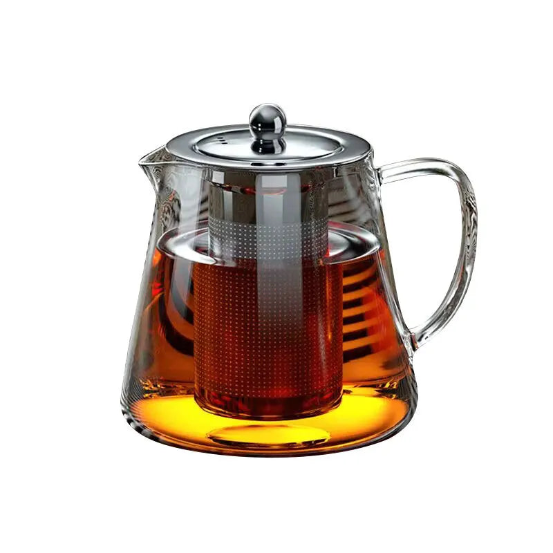 Heat Resistant Glass Teapot with Stainless Steel Tea Strainer Infuser Flower Kettle Kung Fu Teaware Set Puer Oolong Pot MU Group