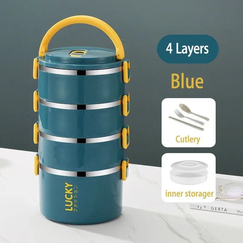 3 Layer Portable Lunch Box Thermo Insulation Bento Thermos Containers Bento Bag Food Warmer for Kids Food Containers MU Group