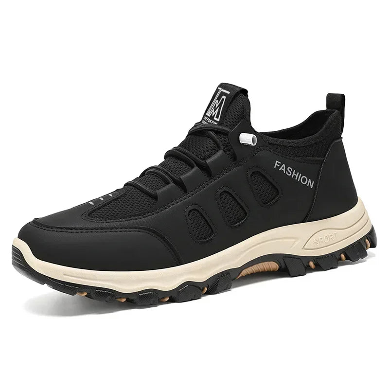 Men Soft Hiking Shoes Summer Breathable Mesh Sneakers Light Black Hike Footwear Walking Shoes Outdoor Shoes Climbing Shoe Male MU Group