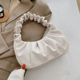 New Summer Pleated Handlebags For Women PU Cloud Bags Leisure Armpit Bag Shopping Shoulder Bags Dumpling Handbag Female MU Group