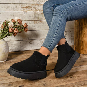 Winter Women Short Plush Warm Snow Boots Casual Shoes  New Suede Fur Chelsea Ankle Boots Flats Platform Ladies Shoes Botas MU Group