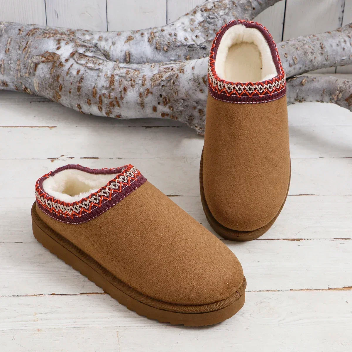 Snow Boots 2024 Women Winter Cashmere Warm Thick Soles Without Heel-covered Hair Half Slipper Cotton Shoes Cashmere Warm Boots MU Group