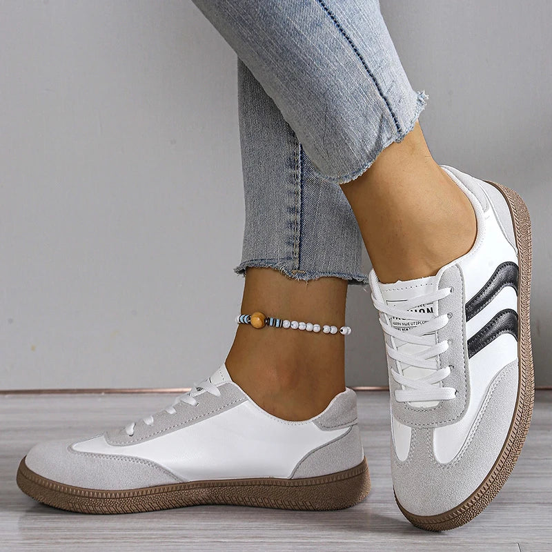 Spring Autumn Platform Sneakers Women Fashion Mixed Colors Lace-Up Sport Shoes Woman Comfortable Non Slip Flat Trainers Female MU Group