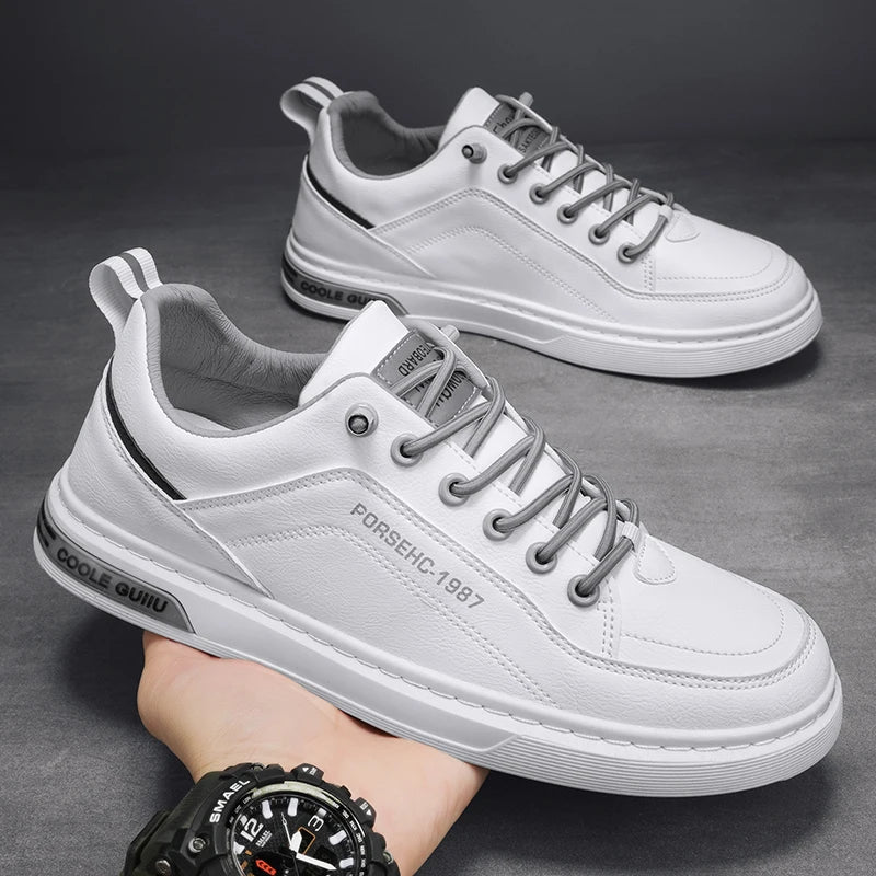 2025 New Trendy Versatile Cloth Shoes Men's Spring New Breathable White Shoes Men's Sports and Leisure Board Shoes Trendy Shoes MU Group
