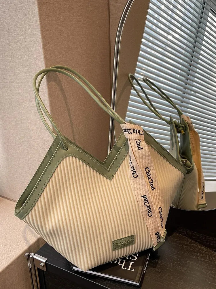 Korean Style Big Bag Women's Bag Casual All-match Canvas Bag Commuter Shoulder Bag Student Tote Bag MU Group