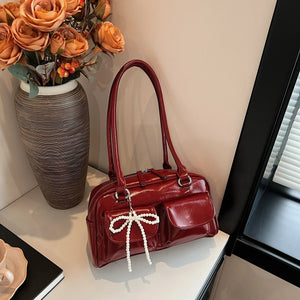 Fashionable Underarm Bow Bag for Women 2024 Korean Edition New Simple Leisure Pillow Bag Trendy Versatile Shoulder Bag MU Group