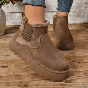 Winter Women Short Plush Warm Snow Boots Casual Shoes  New Suede Fur Chelsea Ankle Boots Flats Platform Ladies Shoes Botas MU Group