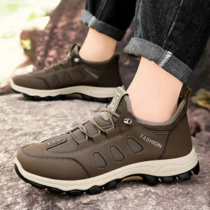 Men Soft Hiking Shoes Summer Breathable Mesh Sneakers Light Black Hike Footwear Walking Shoes Outdoor Shoes Climbing Shoe Male MU Group