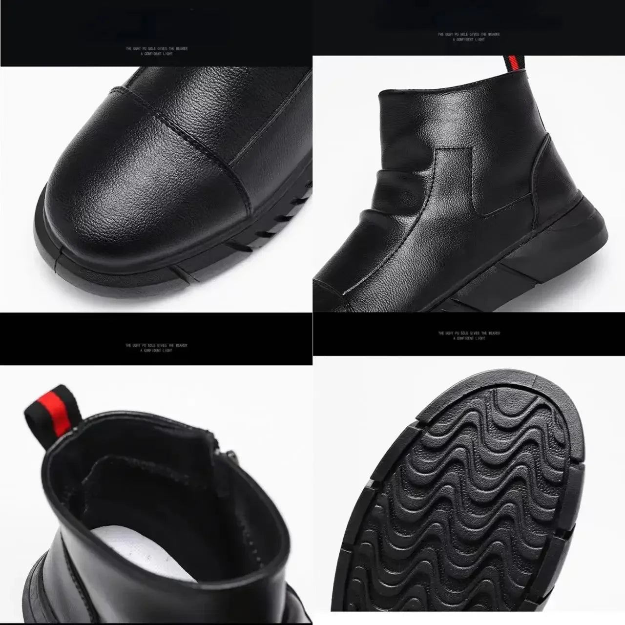 Black Boots for Men Fashion Leather Shoes Platform Ankle Boots Outdoor Comfortable Soft Men Motorcycle Booties Botas Hombre Piel MU Group