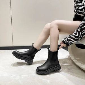 Women Boots Hot Luxury Thick Sole Chelsea Boots Women Flat Casual Boots High Quality Fashion Shoes for Women Zapatos De Mujer MU Group