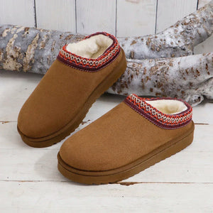 Snow Boots 2024 Women Winter Cashmere Warm Thick Soles Without Heel-covered Hair Half Slipper Cotton Shoes Cashmere Warm Boots MU Group