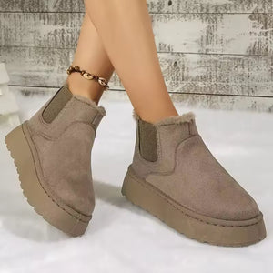 Winter Women Short Plush Warm Snow Boots Casual Shoes  New Suede Fur Chelsea Ankle Boots Flats Platform Ladies Shoes Botas MU Group