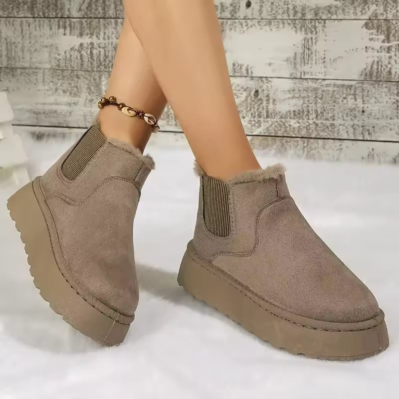 Winter Women Short Plush Warm Snow Boots Casual Shoes  New Suede Fur Chelsea Ankle Boots Flats Platform Ladies Shoes Botas MU Group