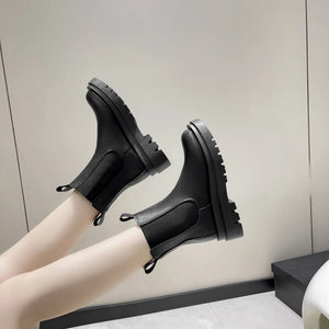 Women Boots Hot Luxury Thick Sole Chelsea Boots Women Flat Casual Boots High Quality Fashion Shoes for Women Zapatos De Mujer MU Group