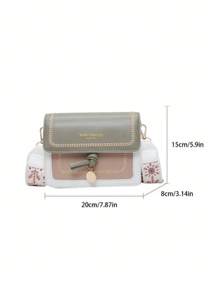Fashionable Bag for Women, Versatile New Crossbody Bag, Casual, Contrasting Color, Small Square Bag, Wide Shoulder Strap MU Group