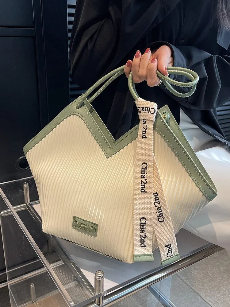 Korean Style Big Bag Women's Bag Casual All-match Canvas Bag Commuter Shoulder Bag Student Tote Bag MU Group