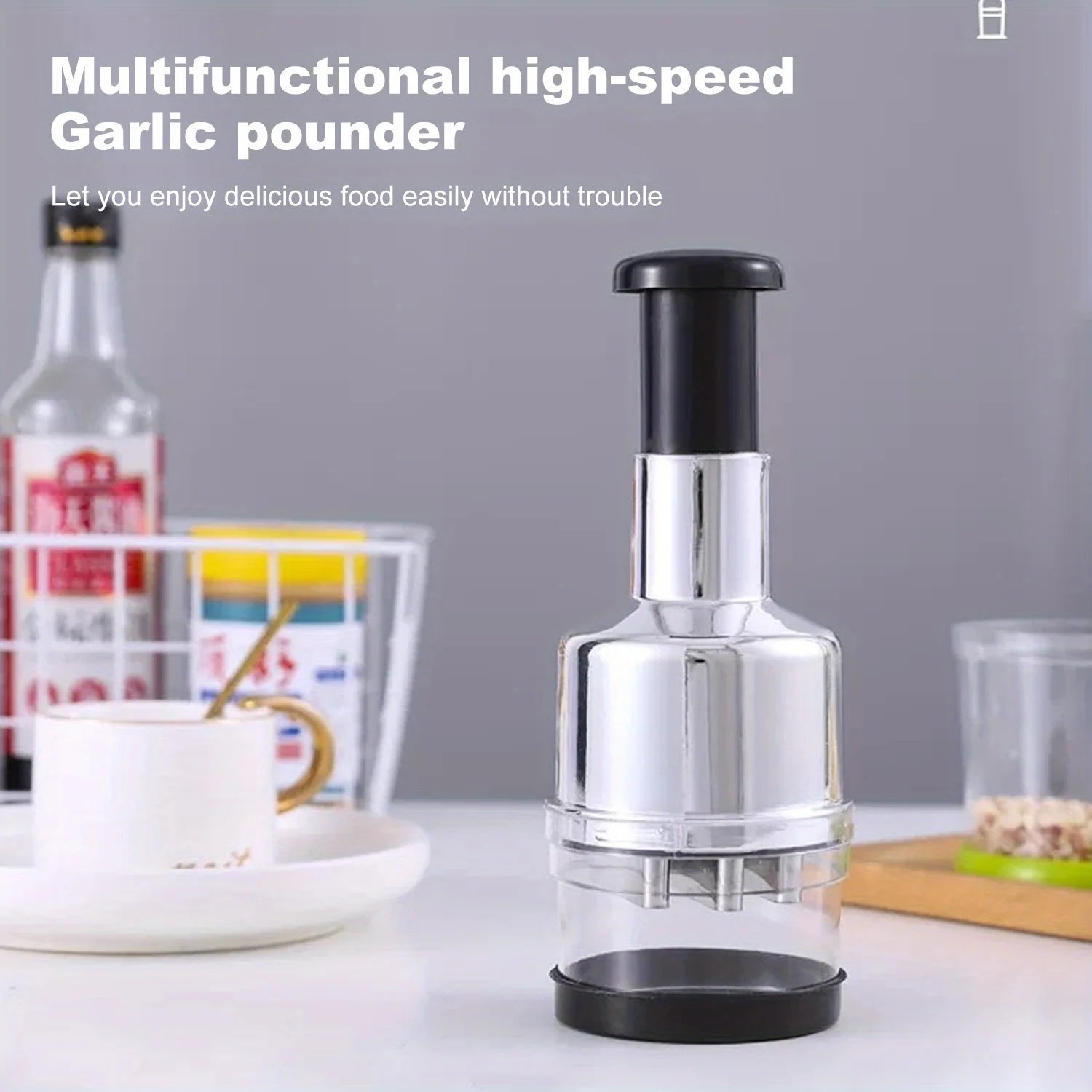Manual Onion Chopper Stainless Steel Garlic Presser Food Crusher Cutter Meat Mincer Hand Press for Vegetable Kitchen Tool MU Group