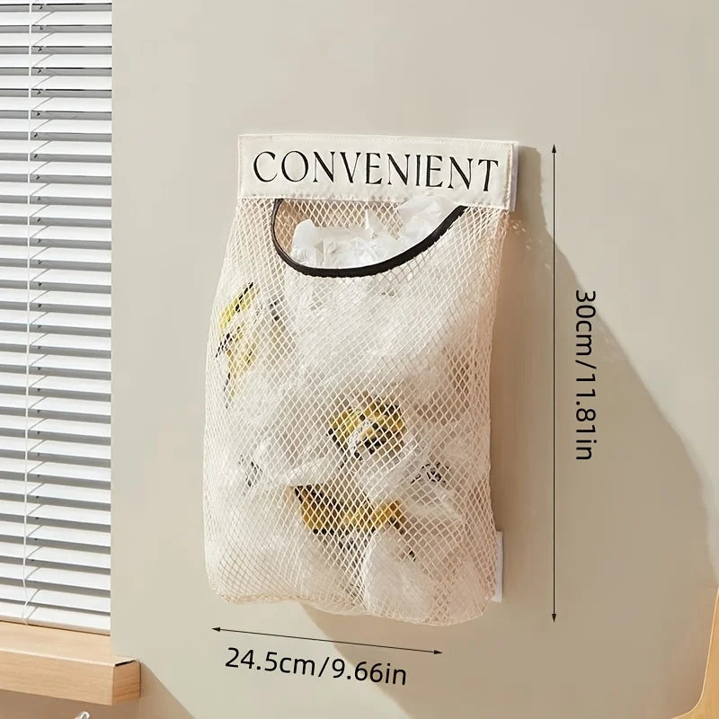 1-5pcs Space-Saving Wall-Mounted Organizer for Plastic Bags Reusable Elastic Mesh Storage Rack for Kitchen Clothes Bags MU Group