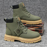 Men's Boots High Top Ankle Boots Trend Men Shoes Non-Slip Lace-Up Leather Shoes Men Wear-Resistant Hiking Boot Botas Para Hombre MU Group