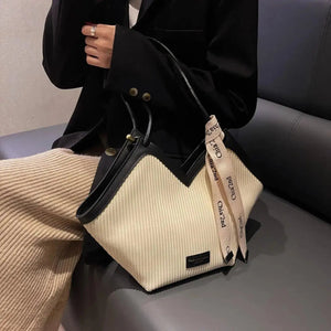 Korean Style Big Bag Women's Bag Casual All-match Canvas Bag Commuter Shoulder Bag Student Tote Bag MU Group
